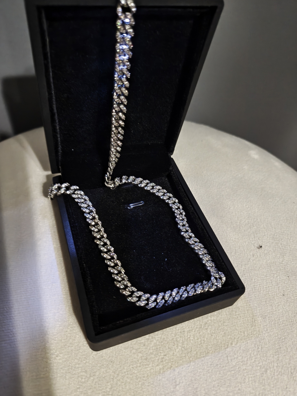 Moissanite Cuban Link Necklace womens 16 Inch